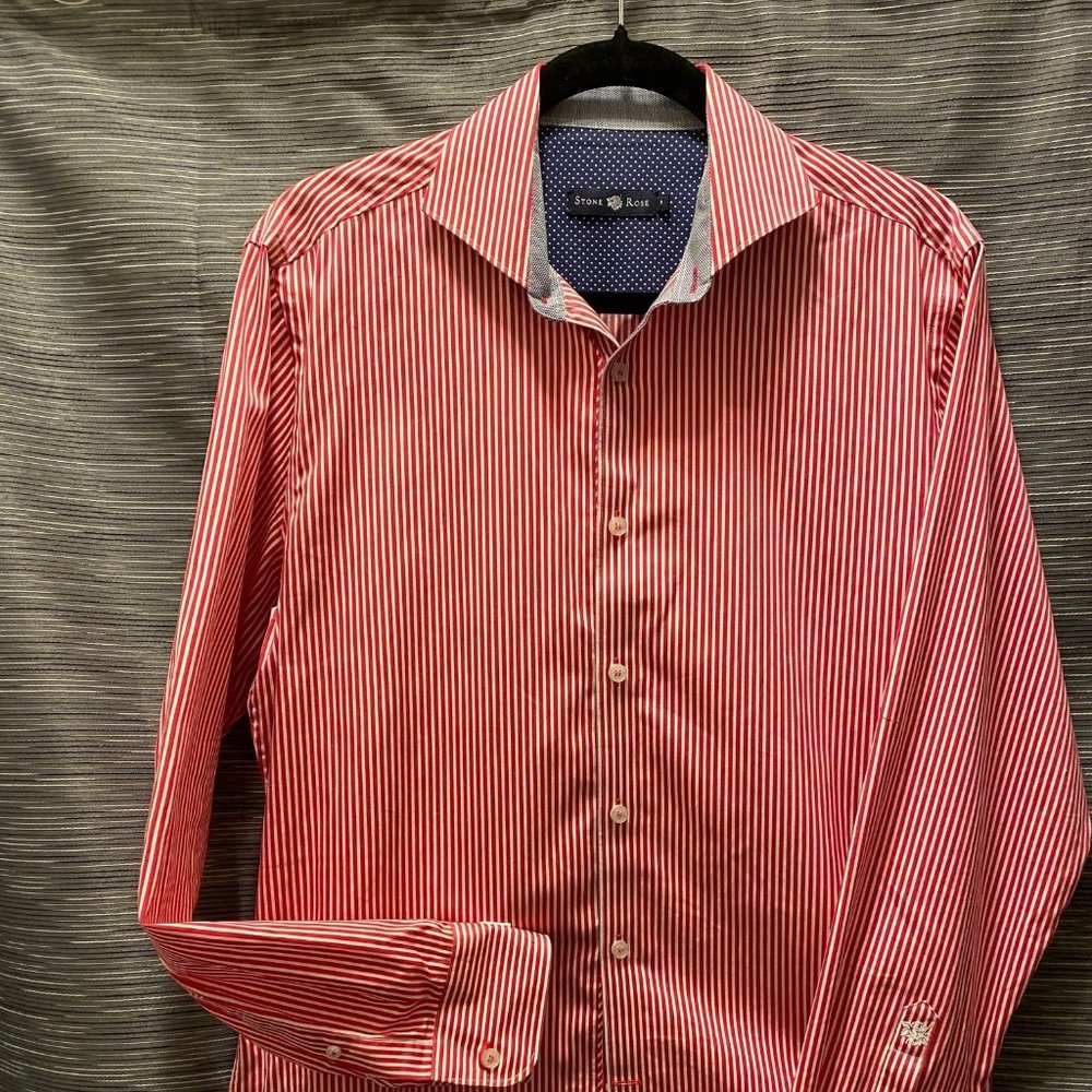Stone Rose Red Stripes Dress Shirt